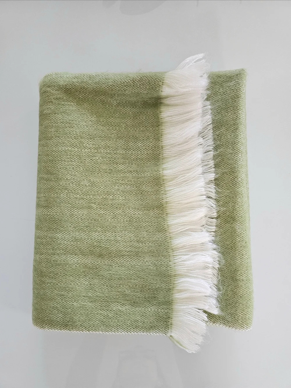 Alpaca Light Green Scarf Very Comfortable to Wear EUC
